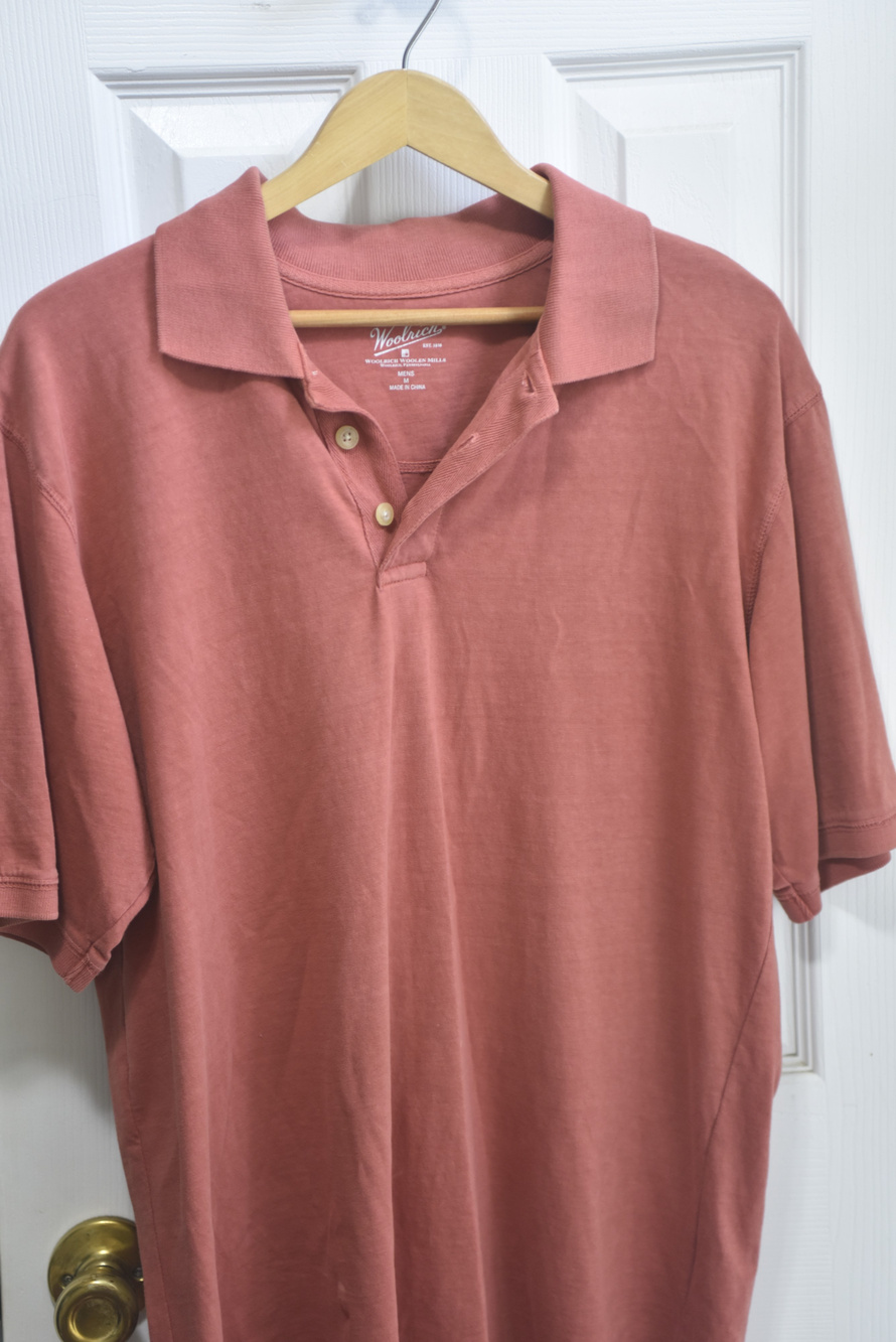 Woolrich Mens Polo Shirt Coral Pink Short Sleeve Size M LSC058